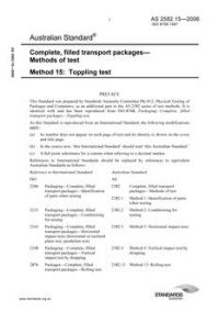AS 2582.15: 07/10/2006 Complete, filled transport packages – Methods of test – Toppling test