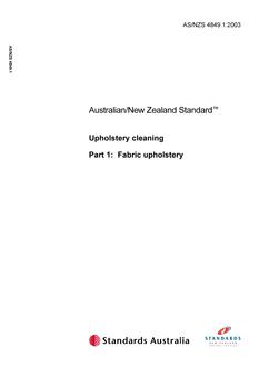 AS/NZS 4849.1: 05/08/2003 Upholstery cleaning, Part 1: Fabric upholstery