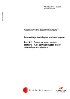 AS/NZS 3947.4.2: 12/11/2000 Low-voltage switchgear and controlgear, Part 4.2: Contactors and motor-starters – A.C. semiconductor motor controllers and starters