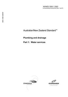 AS/NZS 3500.1: 12/15/2003 Plumbing and drainage, Part 1: Water services