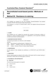 AS/NZS 4266.25: 03/26/2004 Reconstituted wood-based panels – Methods of test, Method 25: Resistance to staining