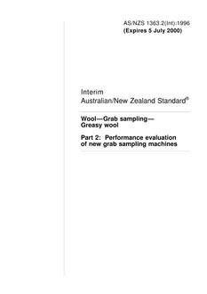 AS/NZS 1363.2(INT): 07/05/1996 Wool – Grab sampling – Greasy wool, Part 2: Performance evaluation of new grab sampling machines
