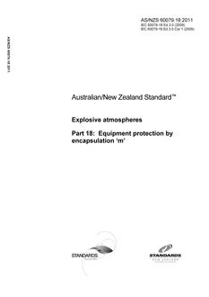 AS/NZS 60079.18: 06/10/2011 Explosive atmospheres, Part 18: Equipment protection by encapsulation ‘m’