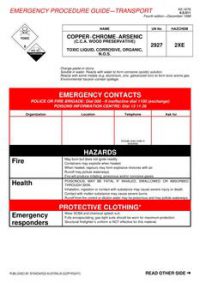 AS 1678.6.0.011: 01/01/1998 Emergency procedure guide – Transport – Copper-chrome-arsenic