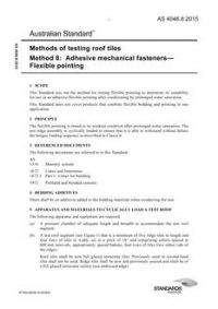 AS 4046.8: 11/13/2015 Methods of testing roof tiles, Method 8: Adhesive mechanical fasteners – Flexible pointing