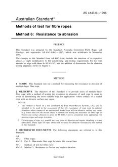 AS 4143.6: 01/01/1996 Methods of test for fibre ropes – Resistance to abrasion