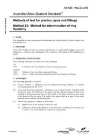 AS/NZS 1462.23: 02/22/2006 Methods of test for plastics pipes and fittings, Method 23: Method for determination of ring flexibility