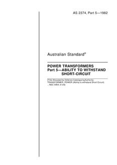 AS 2374.5: 08/08/1982 Power Transformers, Part 5: Ability To Withstand Short-Circuit