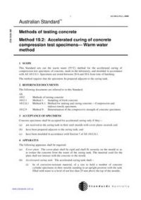 AS 1012.19.2: 05/18/2000 Methods of testing concrete, Method 19.2: Accelerated curing of concrete compression test specimens – Warm water method