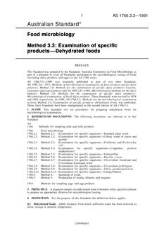 AS 1766.3.3: 12/31/1990 Food microbiology, Method 3.3: Examination of specific products – Dehydrated foods