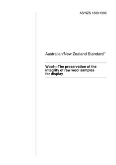 AS/NZS 1809: 03/05/1999 Wool – The preservation of the integrity of raw wool samples for display