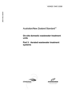 AS/NZS 1546.3: 01/01/2008 On-site domestic wastewater treatment units – Aerated wastewater treatment systems
