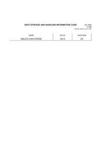 AS 2508.8.008: 01/01/1992 Safe storage and handling information card – Maleic anhydride