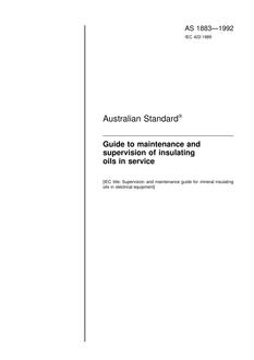 AS 1883: 01/01/1992 Guide to maintenance and supervision of insulating oils in service
