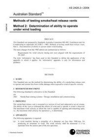 AS 2428.2: 05/06/2004 Methods of testing smoke/heat release vents, Method 2: Determination of ability to operate under wind loading