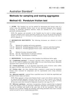 AS 1141.42: 01/01/1999 Methods for sampling and testing aggregates – Pendulum friction test