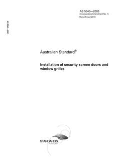 AS 5040: 06/02/2003 Installation of security screen doors and window grilles
