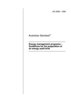 AS 3598: 05/06/1990 Energy management programs – Guidelines for the preparation of an energy audit brief