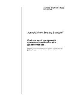 AS/NZS ISO 14001: 11/05/1996 Environmental management systems – Specification with guidance for use