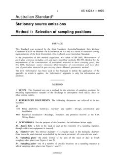 AS 4323.1: 10/05/1995 Stationary source emissions, Method 1: Selection of sampling positions