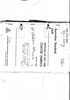 AS 1441.1 to 1441.14: 05/01/1973 Methods of Test for Coated Fabrics, Pt 1 to Pt 14