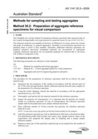 AS 1141.30.2: 02/18/2009 Methods for sampling and testing aggregates, Method 30.2: Preparation of aggregate reference specimens for visual comparison