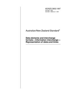 AS/NZS 3802: 01/05/1997 Data elements and interchange formats – Information interchange – Representation of dates and times
