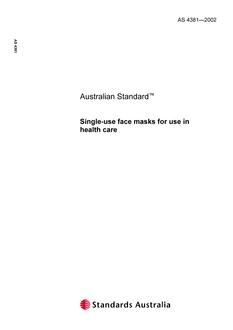 AS 4381: 01/01/2002 Single-use face masks for use in health care AS 4381: 01/01/2002 Single-use face masks for use in health care