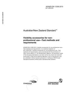 AS/NZS EN 13356: 07/24/2015 Visibility accessories for nonprofessional use – Test methods and requirements