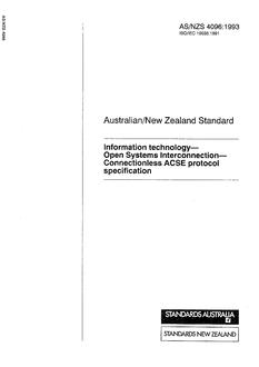 AS/NZS 4096: 03/15/1993 Information technology – Open Systems Interconnection – Connectionless ACSE protocol specification