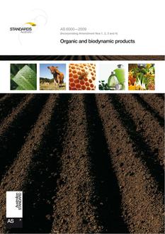 AS 6000: 01/01/2009 Organic and biodynamic products AS 6000: 01/01/2009 Organic and biodynamic products