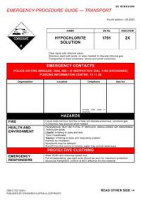 AS 1678.8.0.004: 05/06/2003 Emergency procedure guide – Transport – Hypochlorite solution