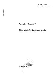 AS 1216: 03/01/2006 Class labels for dangerous goods