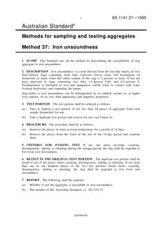 AS 1141.37: 01/01/1995 Methods for sampling and testing aggregates – Iron unsoundness