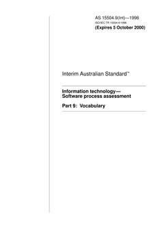 AS 15504.9(INT): 01/01/1998 Information technology – Software process assessment, Part 9: Vocabulary