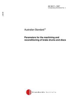 AS 3617: 01/01/1997 Parameters for the machining and reconditioning of brake drums and discs