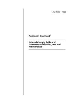 AS 2626: 08/07/1983 Industrial safety belts and harnesses – Selection, use and maintenance