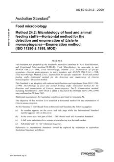 AS 5013.24.2: 02/18/2009 Food microbiology, Method 24.2: Microbiology of food and animal feeding stuffs – Horizontal method for the detection and enumeration of Listeria monocytogenes – Enumeration method (ISO 11290-2:1998, MOD)