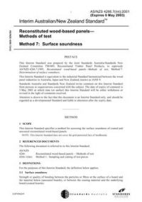 AS/NZS 4266.7(INT): 01/01/2001 Reconstituted wood-based panels – Methods of test, Part 7: Surface soundness