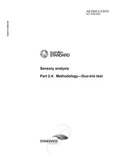 AS 2542.2.4: 12/17/2014 Sensory analysis, Part 2.4: Methodology – Duo-trio test