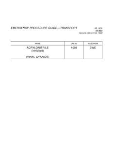 AS 1678.3.0.022: 01/01/1989 Emergency procedure guide – Transport – Acrylonitrile (inhibited) (vinyl cyanide)