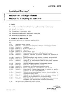 AS 1012.1: 06/27/2014 Methods of testing concrete, Method 1: Sampling of concrete