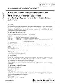 AS 1580.481.3: 12/13/2002 Paints and related materials – Methods of test, Method 481.3: Coatings – Exposed to weathering – Degree of corrosion of coated metal substrates