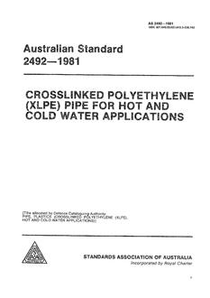 AS 2492: 09/06/1981 Crosslinked polyethylene (XLPE) pipe for hot and cold water applications