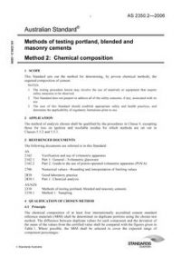 AS 2350.2: 12/29/2006 Methods of testing portland, blended and masonry cements, Method 2: Chemical composition