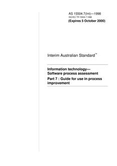 AS 15504.7(INT): 01/01/1998 Information technology – Software process assessment, Part 7: Guide for use in process improvement