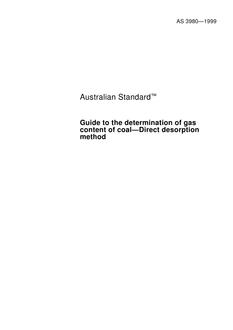 AS 3980: 01/01/1999 Guide to the determination of gas content of coal – Direct desorption method