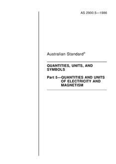 AS 2900.5: 01/01/1986 Quantities, units, and symbols – Quantities and units of electricity and magnetism
