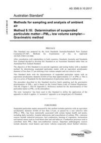 AS 3580.9.10: 06/09/2017 Methods for sampling and analysis of ambient air, Method 9.10: Determination of suspended particulate matter – PM 2. low volume sampler – Gravimetric method