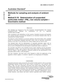 AS 3580.9.10: 06/09/2017 Methods for sampling and analysis of ambient air, Method 9.10: Determination of suspended particulate matter – PM 2. low volume sampler – Gravimetric method
